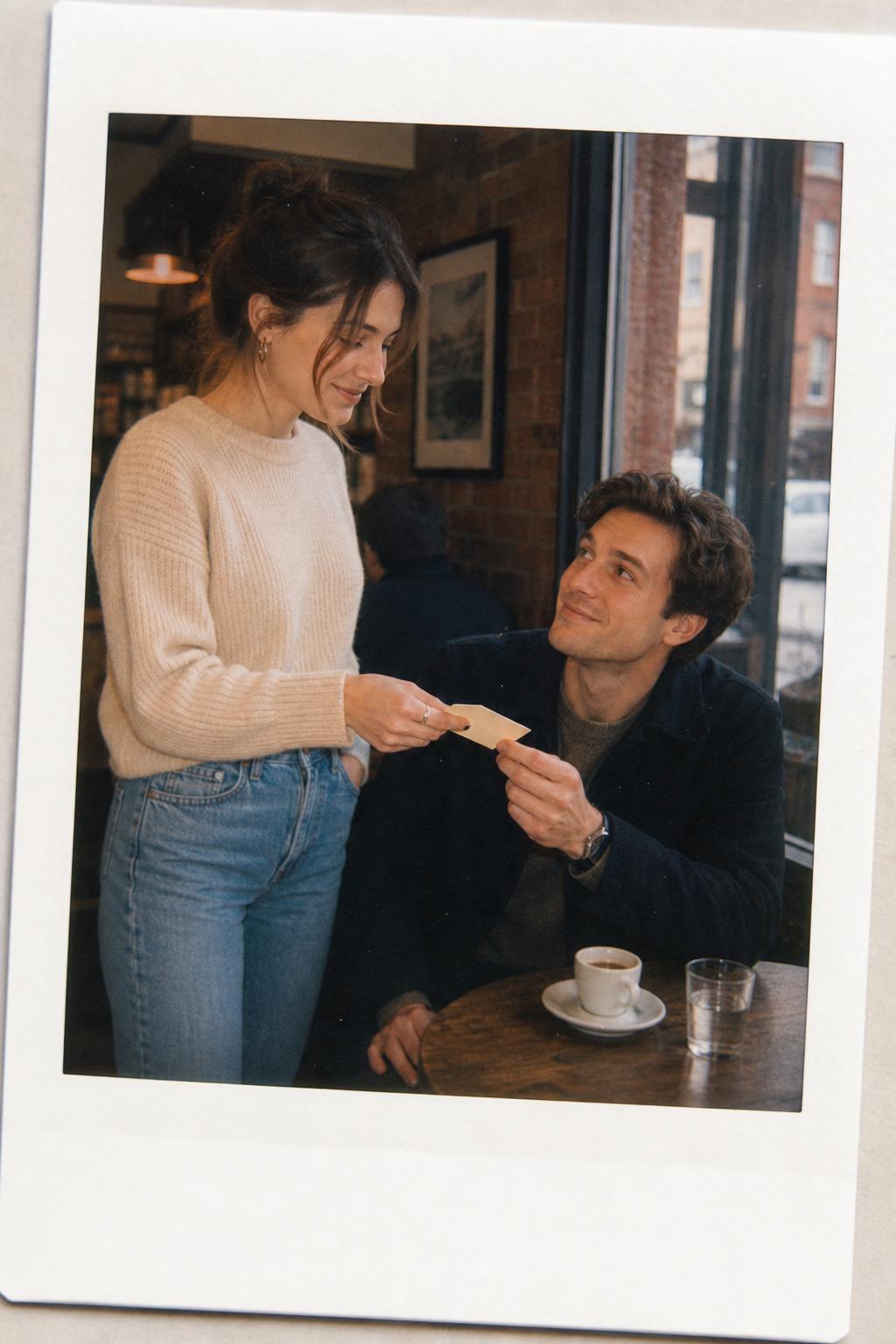 A card handed off at a Boston coffee shop